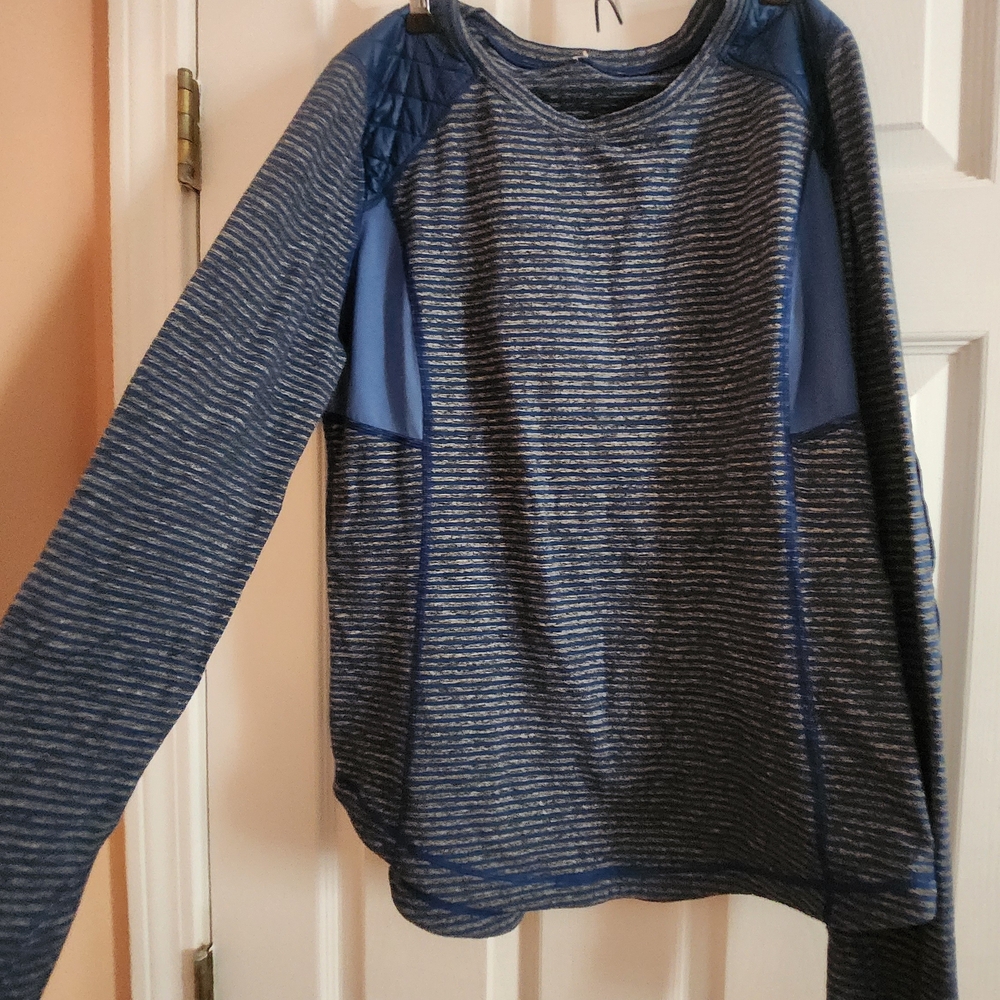 LULULEMOM Blue And Gray Striped Long Sleeve Top